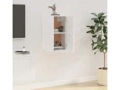 Murk Mueble para TV de pared blanco brillante 40x34,5x60 cm
