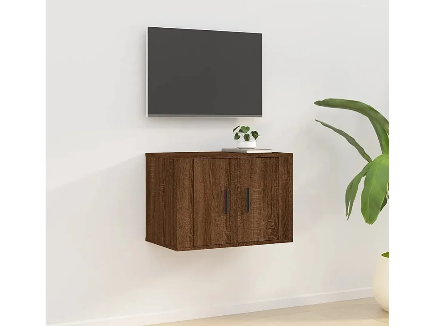Murk Mueble para TV de pared roble marrón 57x34,5x40 cm