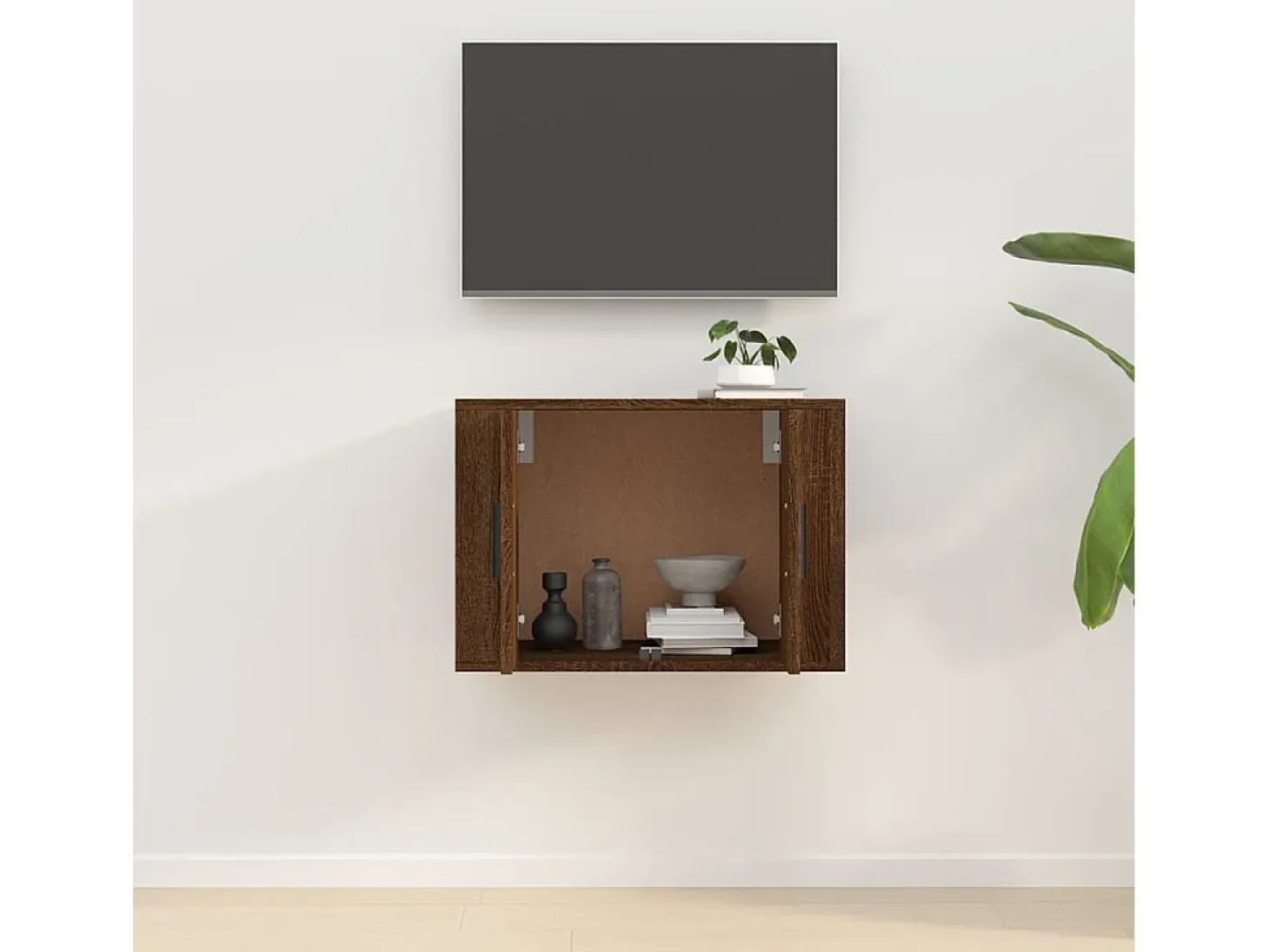 Murk Mueble para TV de pared roble marrón 57x34,5x40 cm