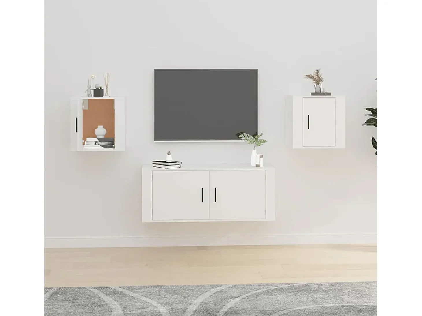 Murk Muebles para TV de pared 2 uds blanco 40x34,5x40 cm