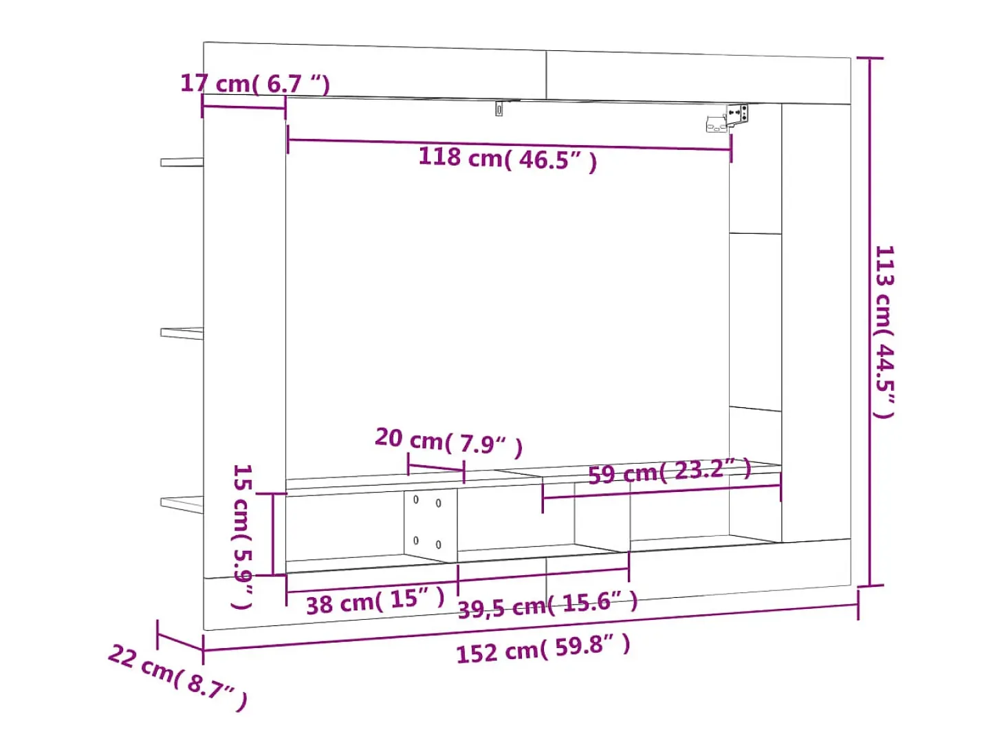 Mykdal Mueble de TV madera de ingeniería roble Sonoma 152x22x113 cm