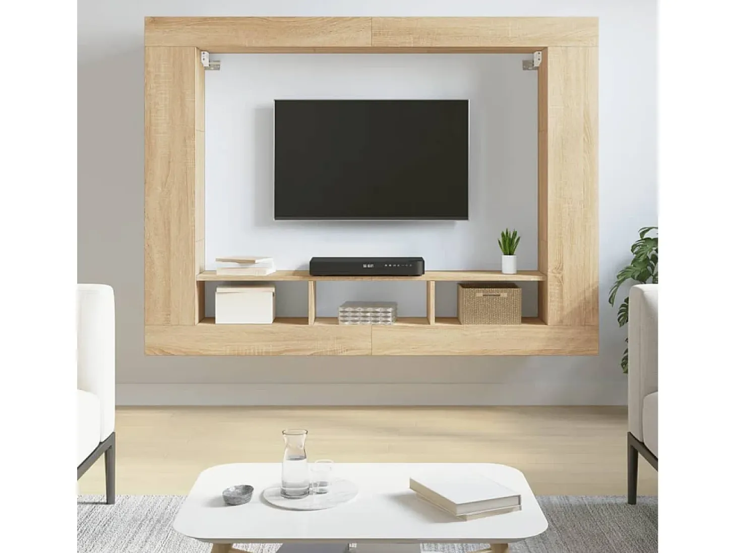 Mykdal Mueble de TV madera de ingeniería roble Sonoma 152x22x113 cm