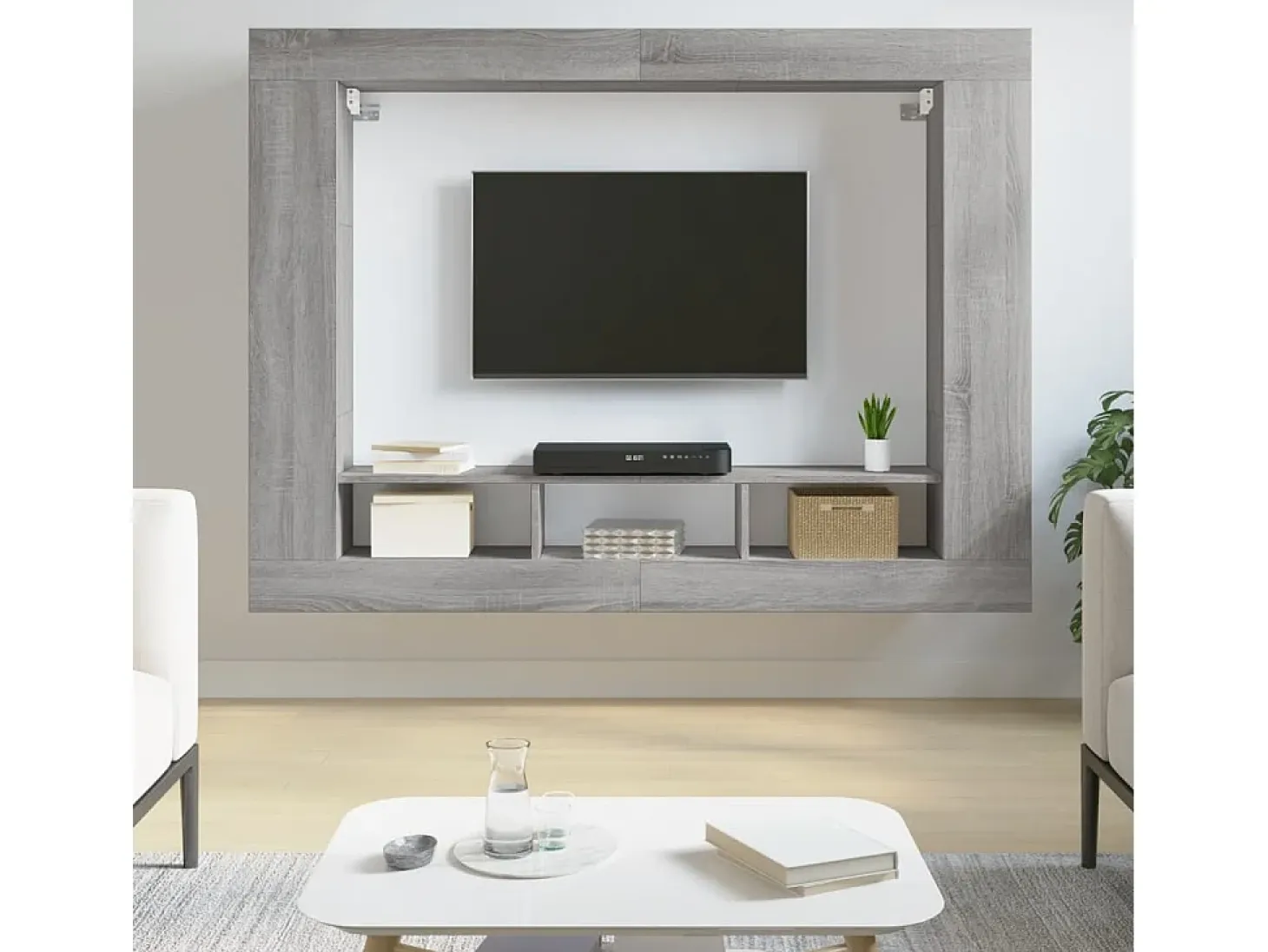Mykdal Mueble de TV madera de ingeniería gris Sonoma 152x22x113 cm