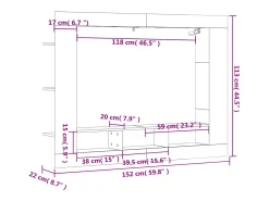 Mykdal Mueble de TV madera de ingeniería gris Sonoma 152x22x113 cm