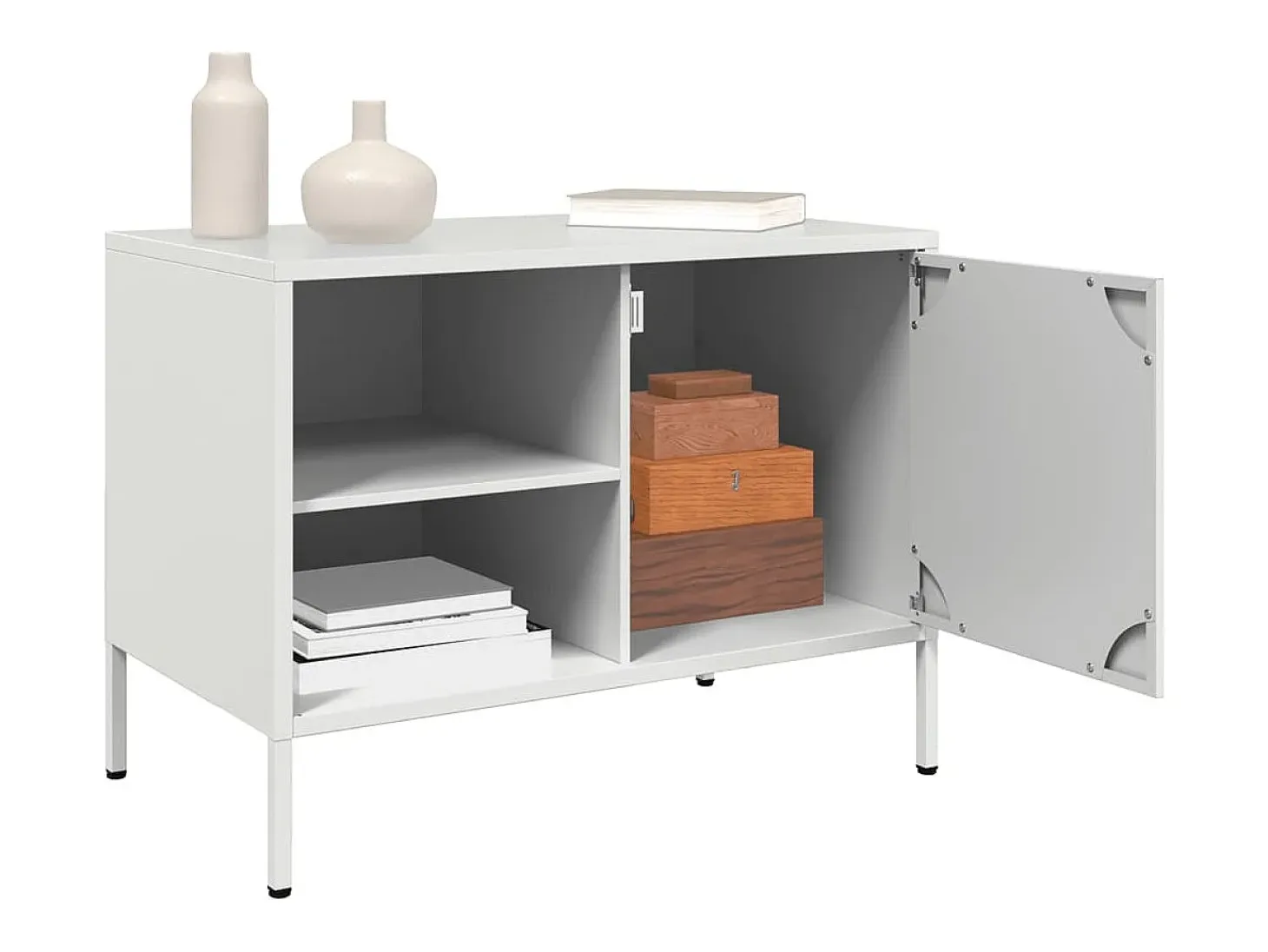 Neris Mueble de TV de acero blanco 68x39x50,5 cm