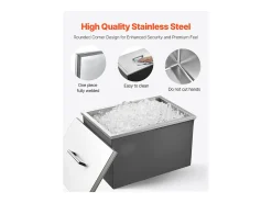Nevera con Ruedas SucceBuy, 50,8 x 35,5 x 30,6 cm, Depósito de Hielo Comercial de 30 L para Vino y Cerveza Fríos