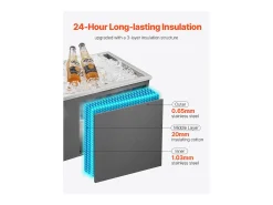 Nevera con Ruedas SucceBuy, 50,8 x 35,5 x 30,6 cm, Depósito de Hielo Comercial de 30 L para Vino y Cerveza Fríos