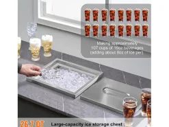 Nevera Empotrada SucceBuy, 35,6 x 30,5 x 45,7 cm, Hielera de Acero Inoxidable con Tapa