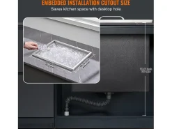 Nevera Empotrada SucceBuy, 53 x 43 x 46 cm, Cubeta de Hielo de Acero Inoxidable con Tapa, Barra de Helados para Cocina Exterior