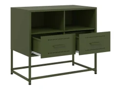 Nicholas Mueble para TV de acero verde oliva 68x39x60,5 cm