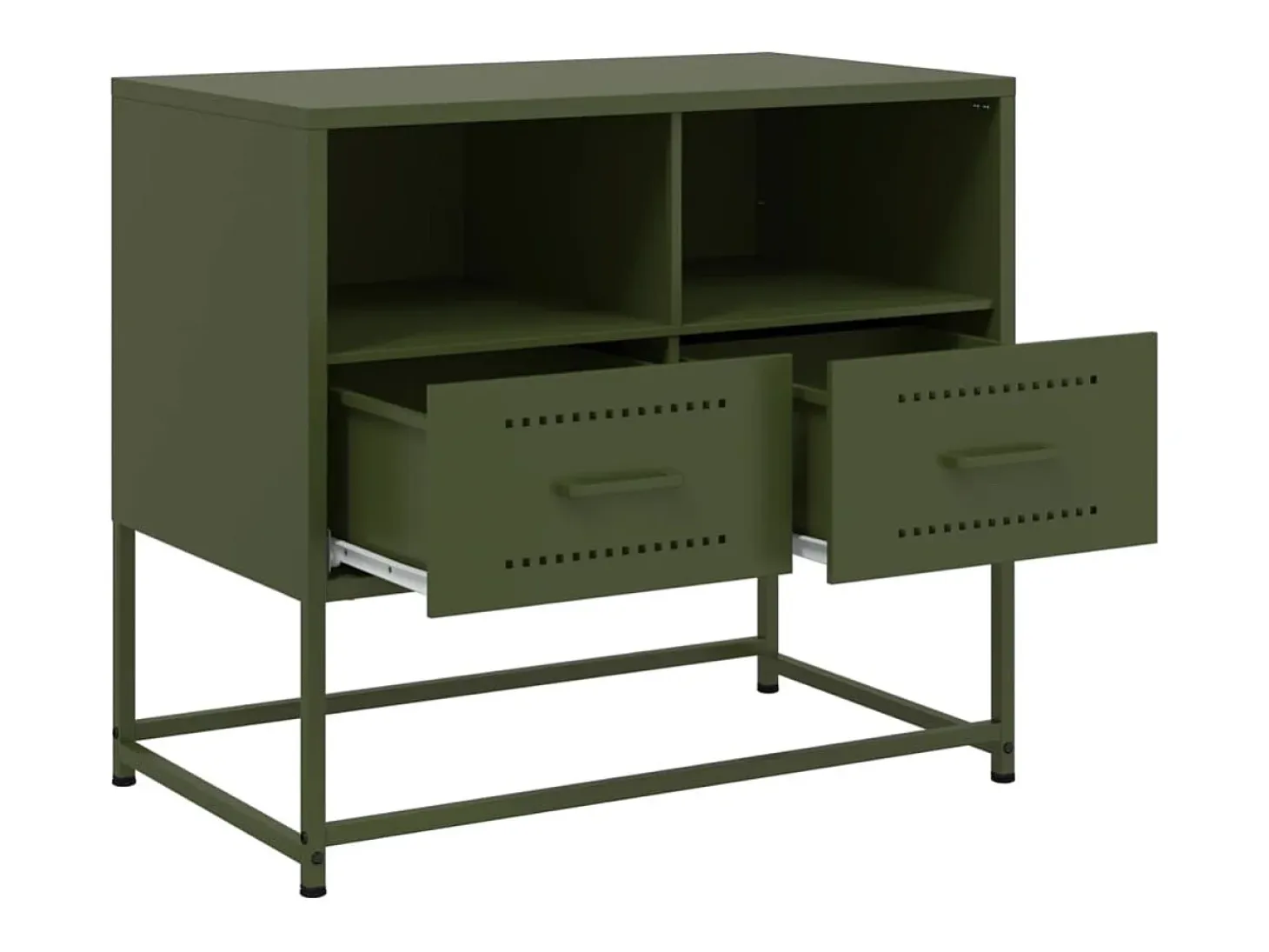 Nicholas Mueble para TV de acero verde oliva 68x39x60,5 cm