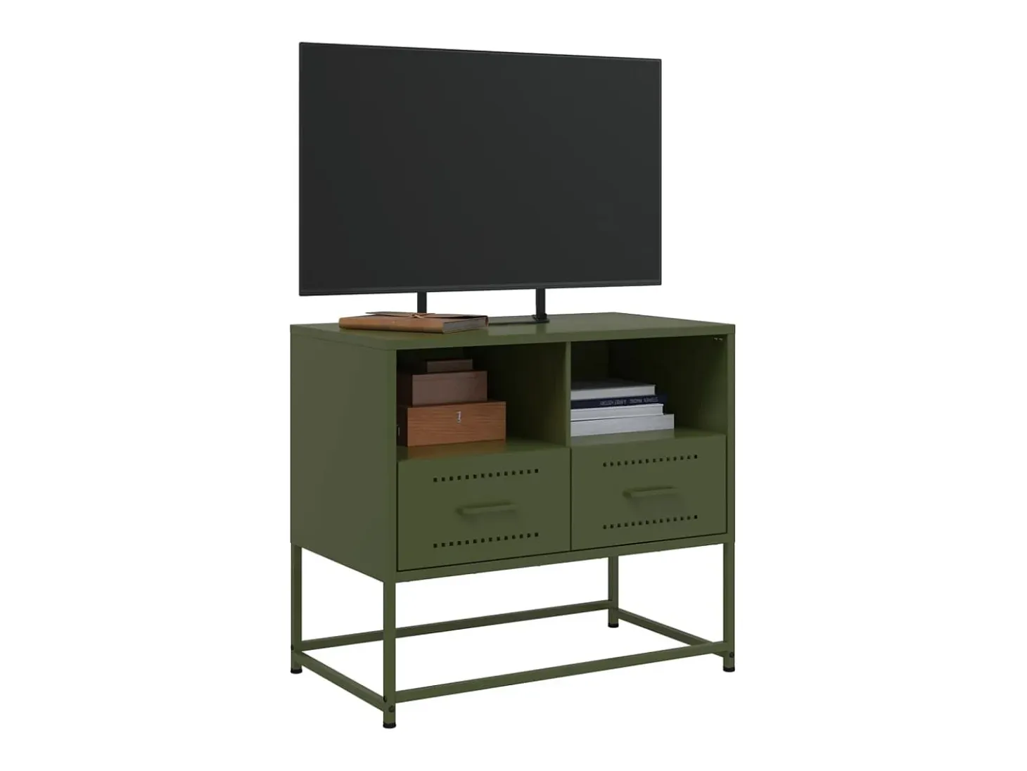 Nicholas Mueble para TV de acero verde oliva 68x39x60,5 cm