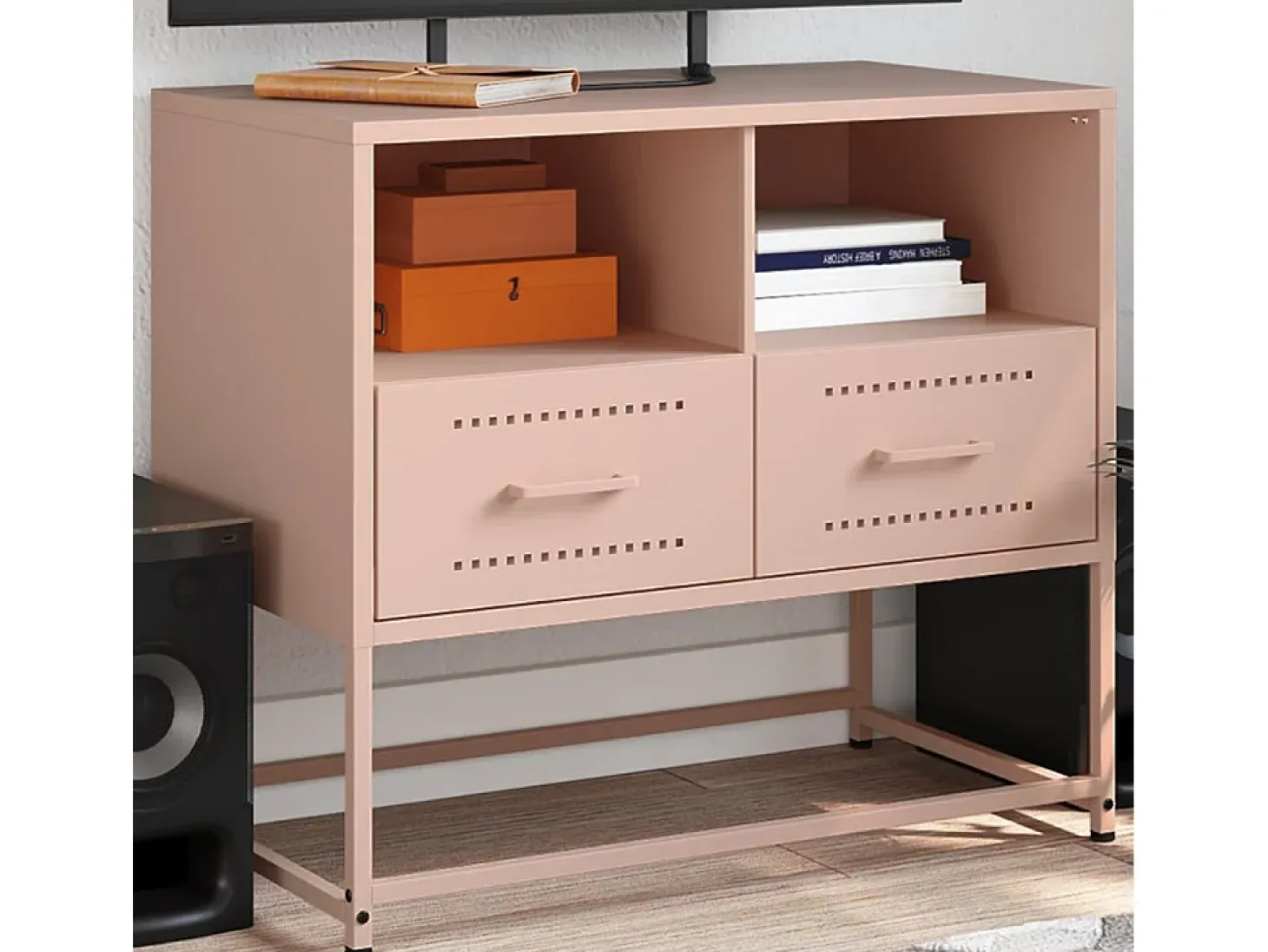 Nicholas Mueble para TV de acero rosa 68x39x60,5 cm