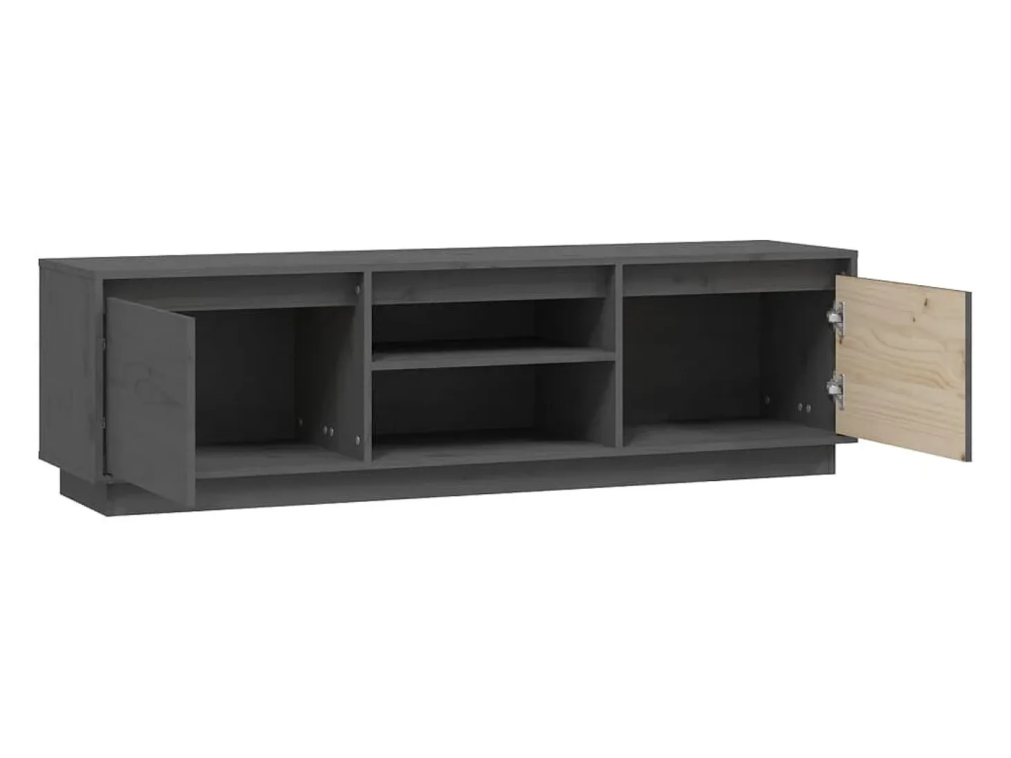 Njorir Mueble de TV de madera maciza de pino gris 140x35x40 cm