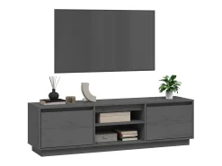 Njorir Mueble de TV de madera maciza de pino gris 140x35x40 cm
