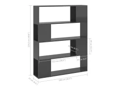 Norman Estantería/divisor de espacios gris brillo 100x24x124 cm