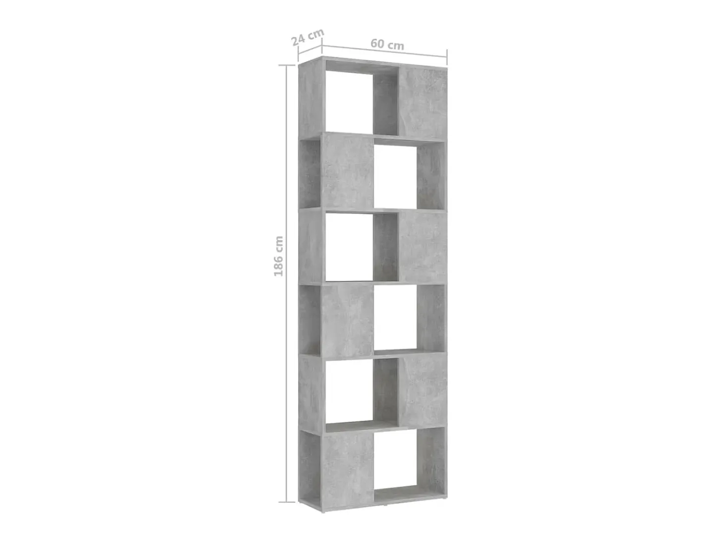 Norman Librería separador contrachapada gris hormigón 60x24x186 cm