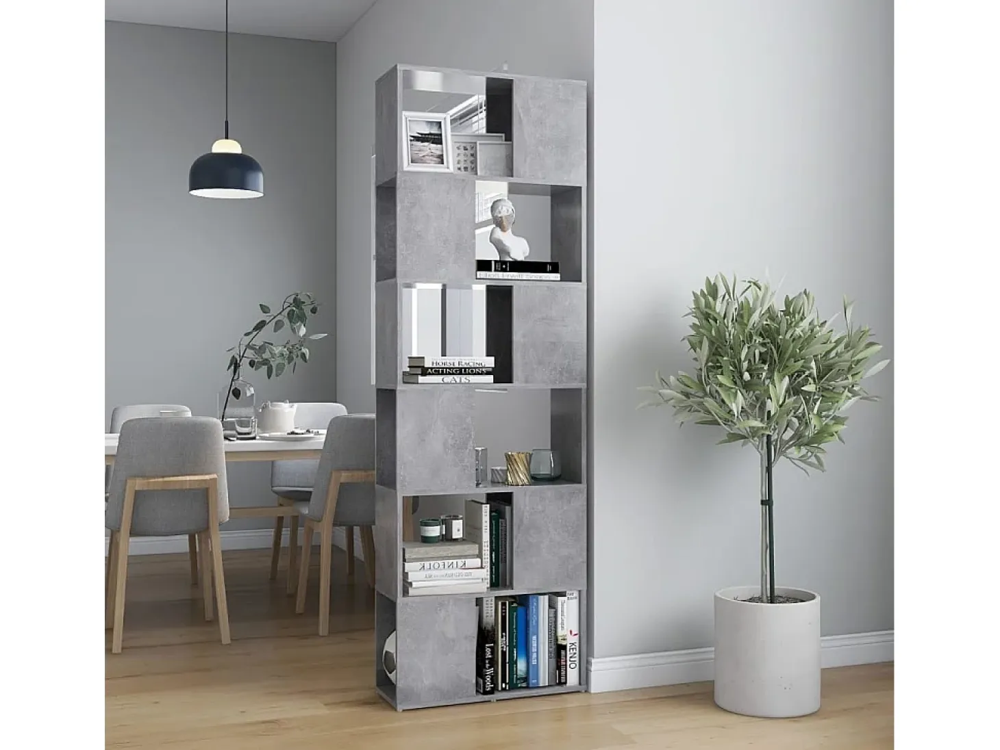 Norman Librería separador contrachapada gris hormigón 60x24x186 cm