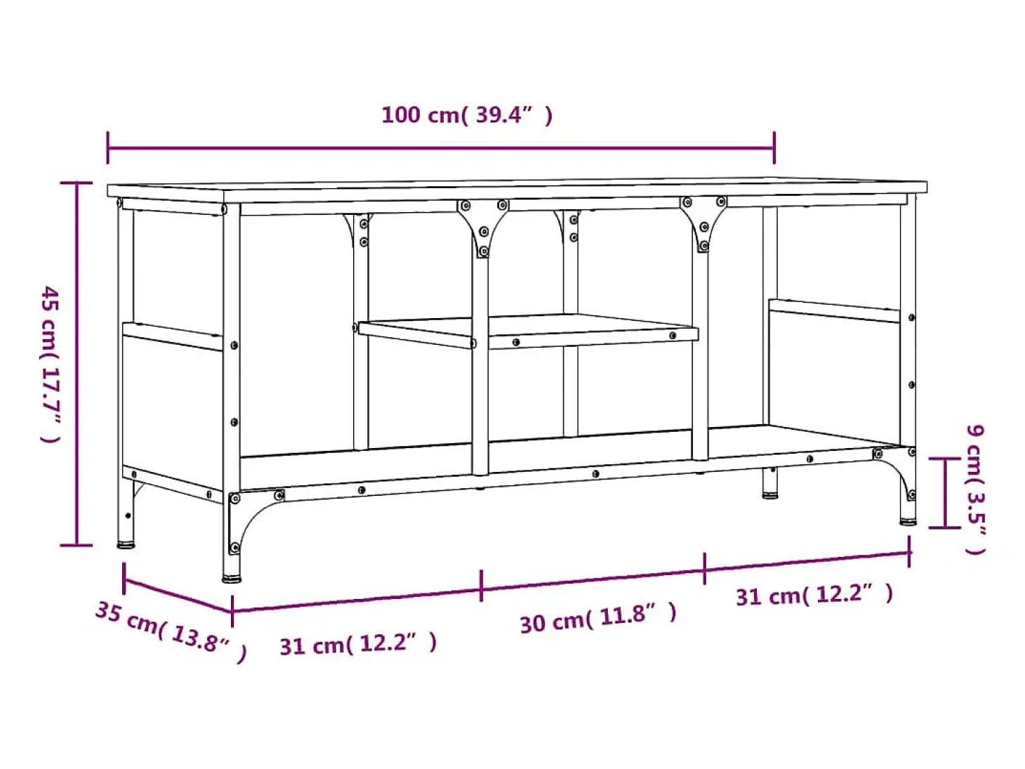 Numa Mueble TV erro madera contrachapada roble Sonoma 100x35x45 cm