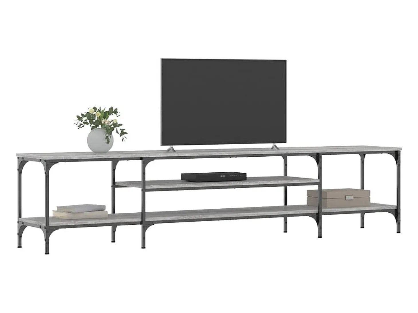 Numa Mueble TV madera ingeniería y erro gris Sonoma 201x35x45 cm
