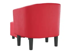 Nykøbing Mors Sillón con taburete cuero sintético rojo