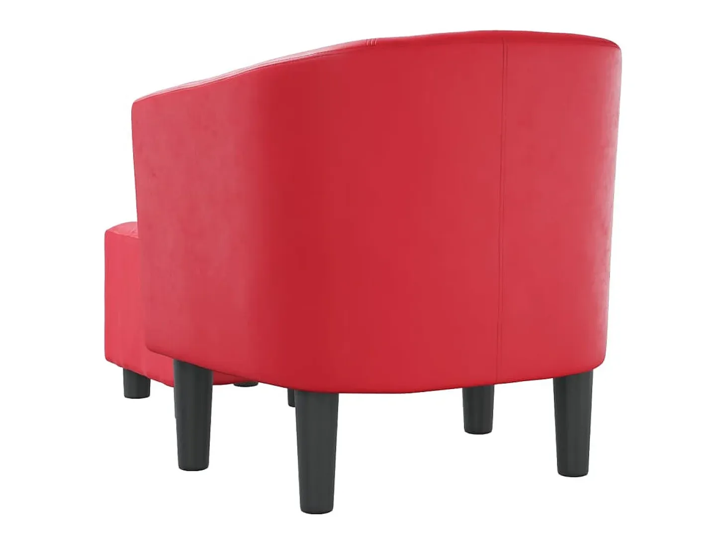Nykøbing Mors Sillón con taburete cuero sintético rojo