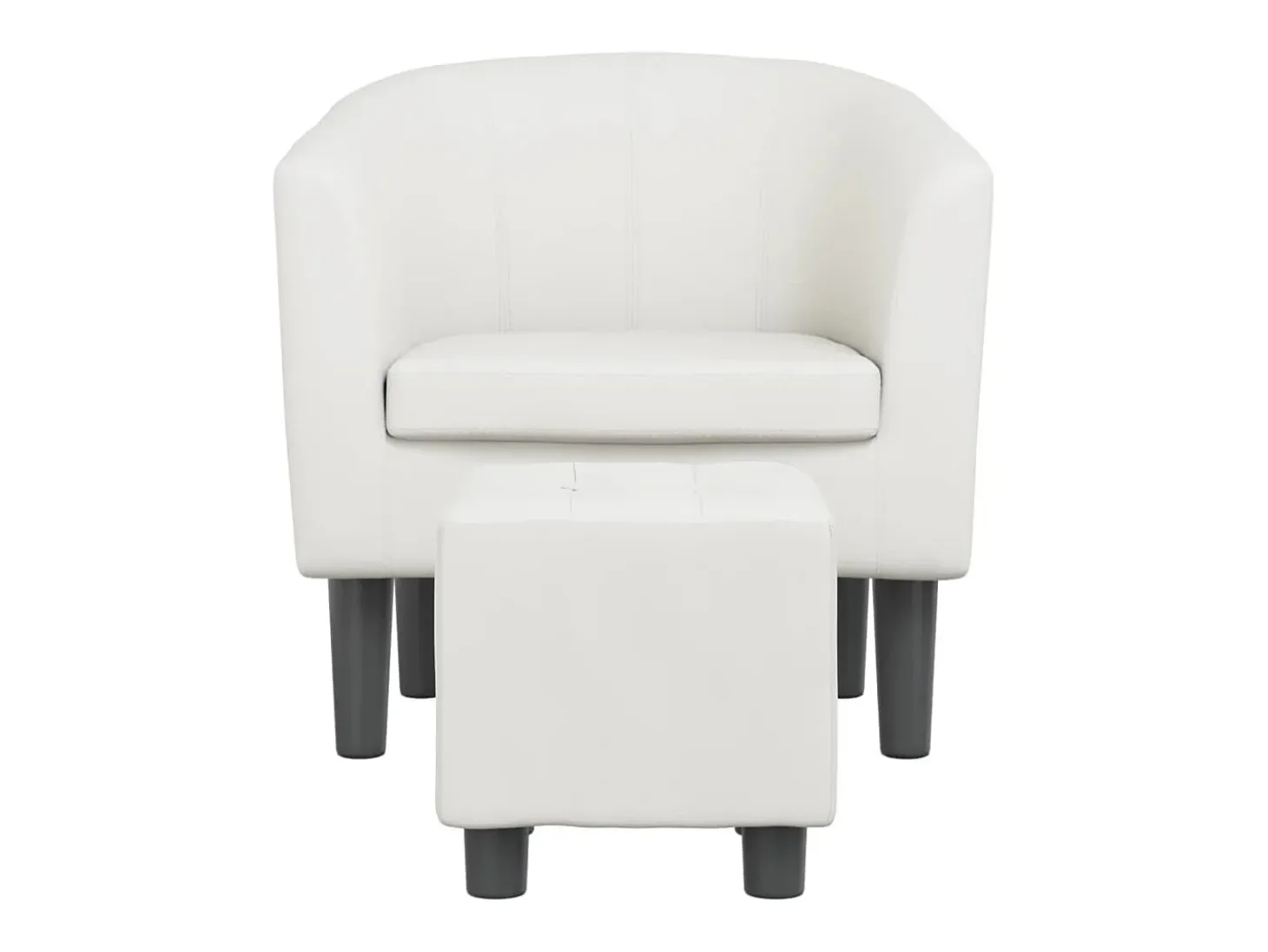 Nykøbing Mors Sillón con taburete cuero sintético blanco