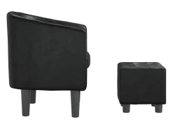 Nykøbing Mors Sillón con taburete cuero sintético negro