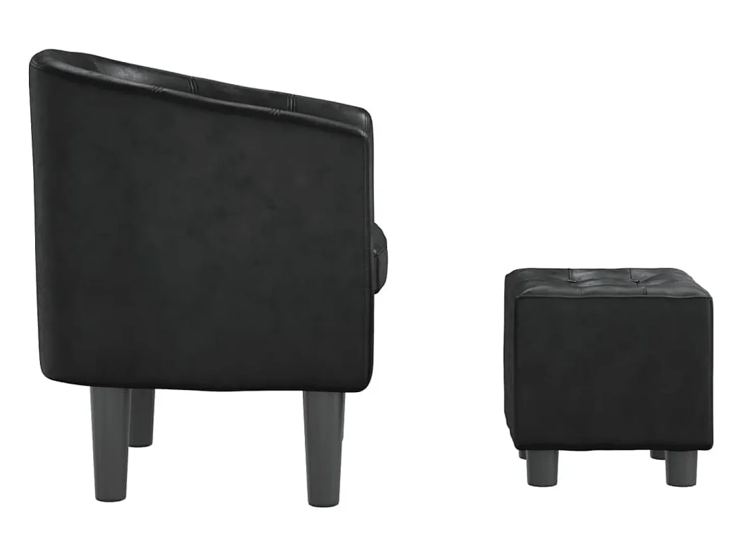 Nykøbing Mors Sillón con taburete cuero sintético negro