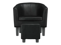 Nykøbing Mors Sillón con taburete cuero sintético negro