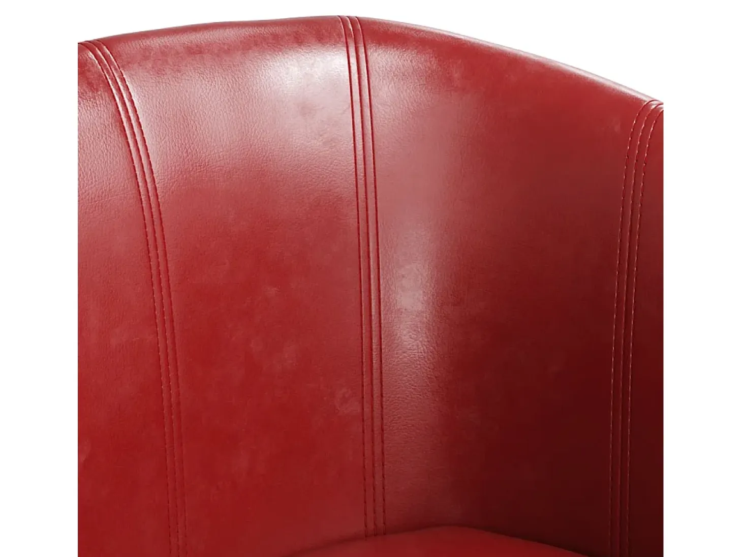 Nykøbing Mors Sillón diseño de cubo con reposapiés cuero sintético rojo tinto