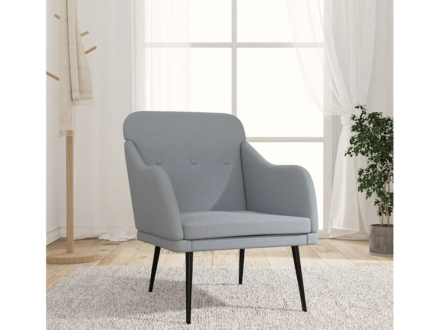 Nylra Sillón de tela gris claro 63x76x80 cm
