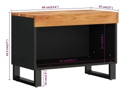 Nylvi Mueble de TV madera maciza de acacia 60x33x43,5 cm