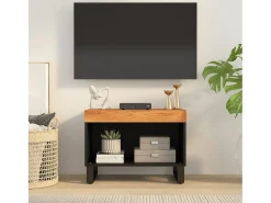Nylvi Mueble de TV madera maciza de acacia 60x33x43,5 cm