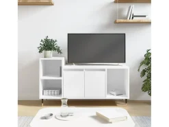 Nyrena Mueble para TV madera contrachapada blanco 100x35x55 cm