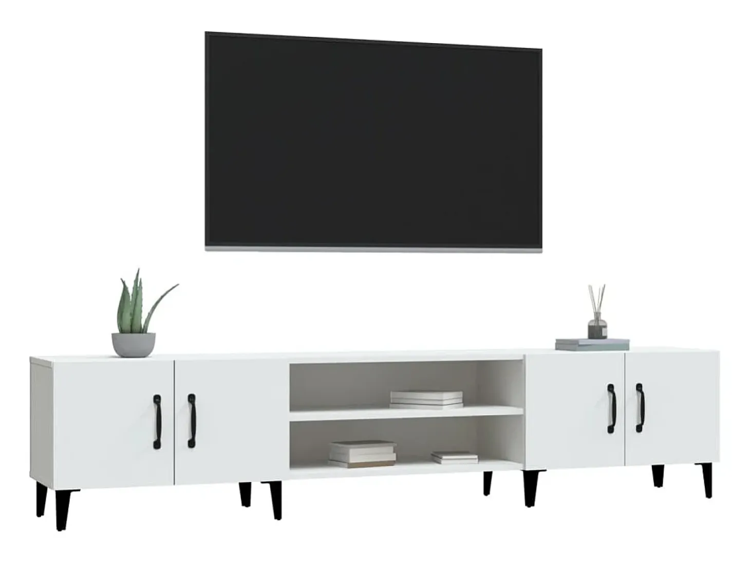 Odette Mueble de TV blanco 180x31,5x40 cm madera de ingeniería