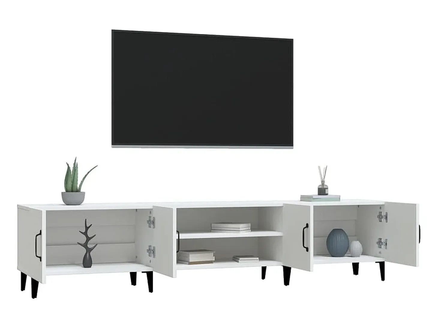Odette Mueble de TV blanco 180x31,5x40 cm madera de ingeniería