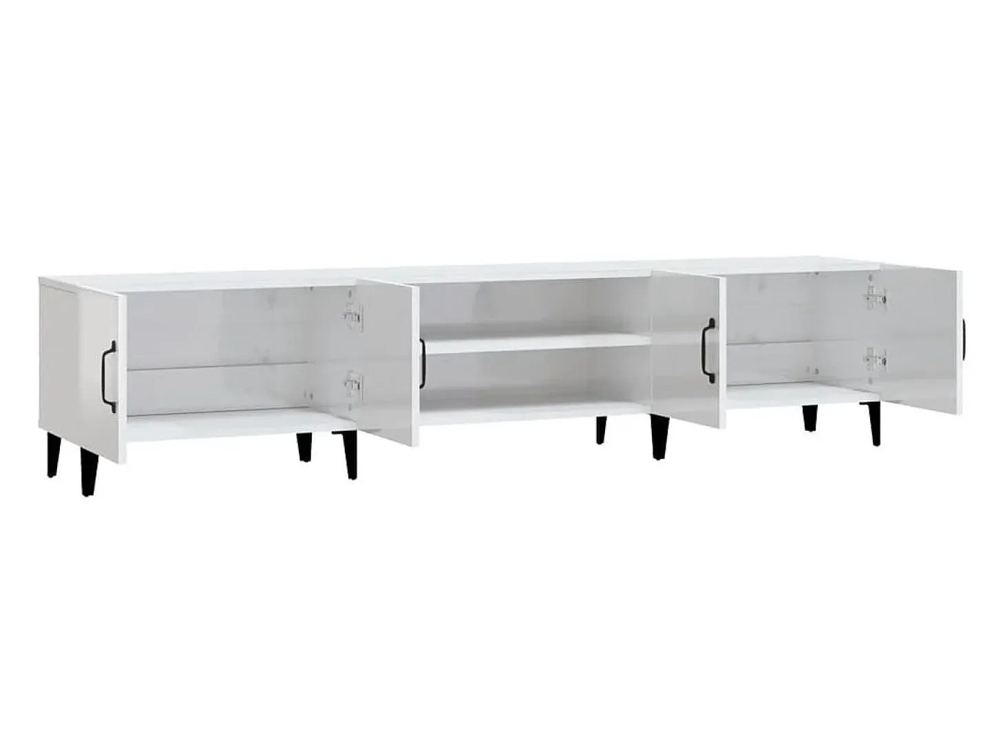 Odette Mueble de TV madera contrachapada blanco brillo 180x31,5x40 cm