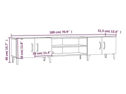 Odette Mueble de TV madera contrachapada blanco brillo 180x31,5x40 cm
