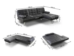 Oferta: Sofa Cama Chaise Longue XS Gris + Mesa de Centro Blanco