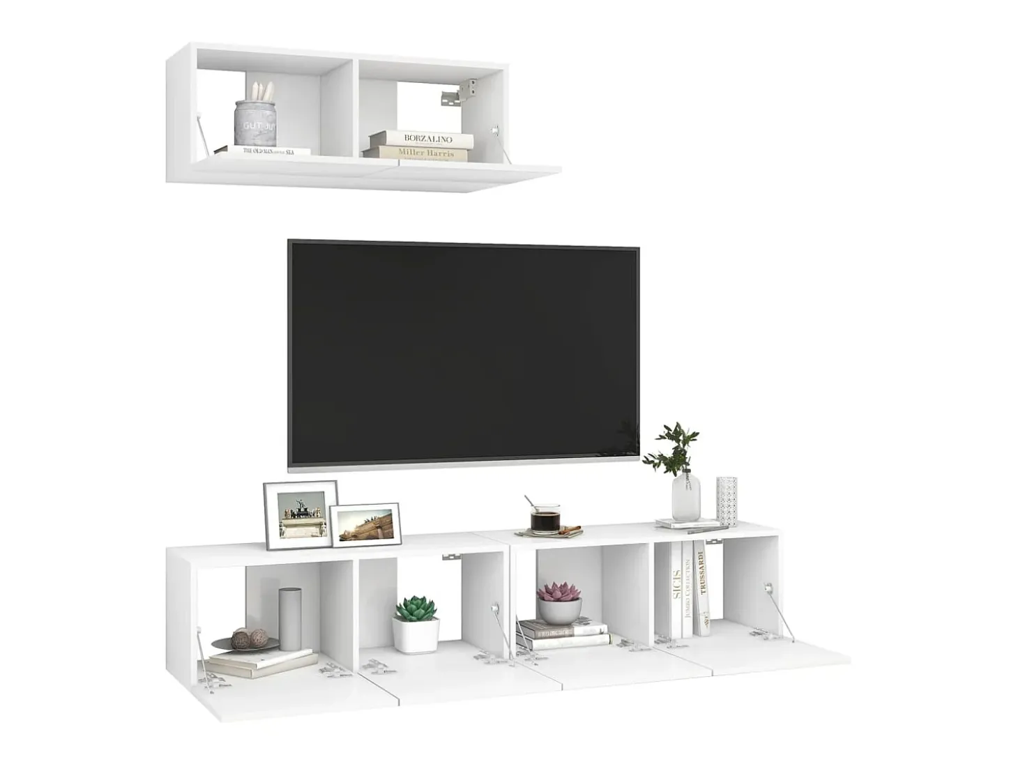 Olivia Mueble de TV 3 piezas de madera de ingeniería blanco