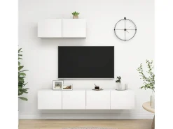 Olivia Mueble de TV 3 piezas de madera de ingeniería blanco