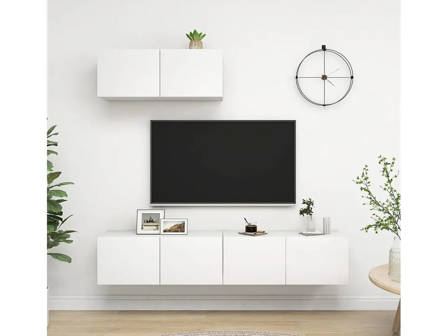 Olivia Mueble de TV 3 piezas de madera de ingeniería blanco
