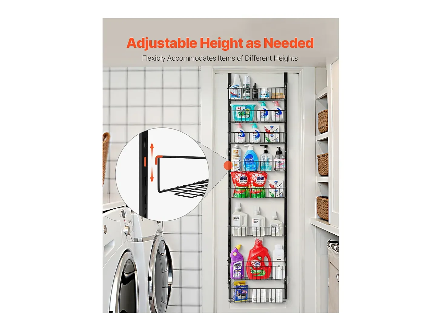 Organizador de Despensa SucceBuy, con Estantes Colgantes de 8 Niveles, Negro, para Cocina, Despensa, Salón