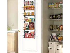 Organizador de Despensa SucceBuy, con Estantes Colgantes de 6 Niveles, Negro, para Cocina, Despensa, Salón