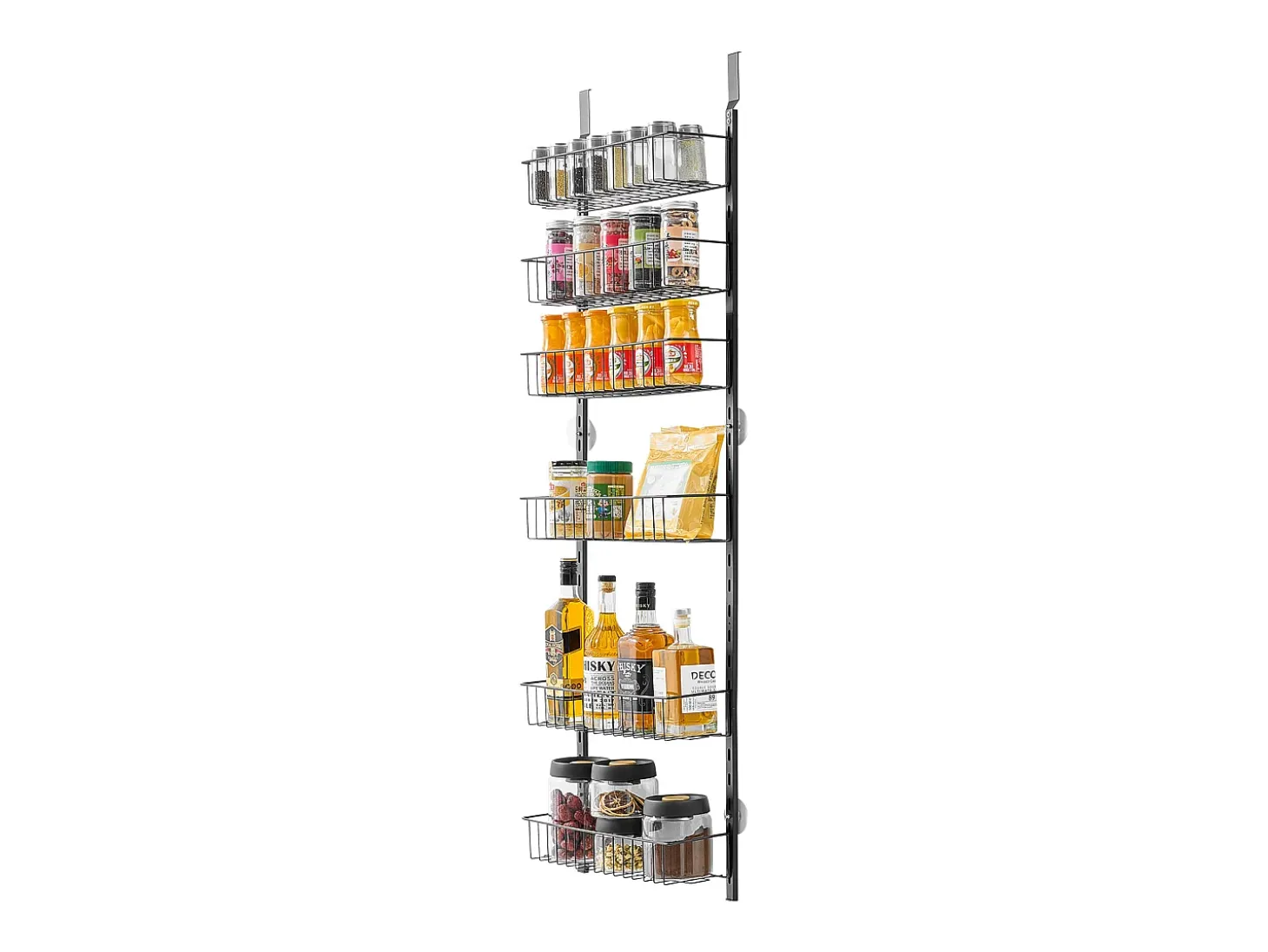 Organizador de Despensa SucceBuy, con Estantes Colgantes de 6 Niveles, Negro, para Cocina, Despensa, Salón