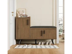 Organizador de zapatos - con 3 puertas y banco zapatero - para Salón, Pasillo - 100x34x69cm
