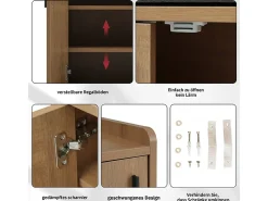 Organizador de zapatos - con 3 puertas y banco zapatero - para Salón, Pasillo - 100x34x69cm