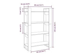 Orven Estantería/divisor de espacios madera de pino gris 80x35x125 cm