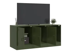 Ovdir Mueble de TV de acero verde oliva 99x39x44 cm